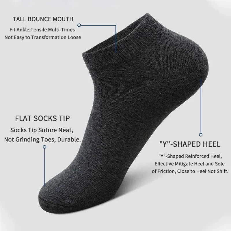 5 Pairs Unisex Casual Plain Co - No Show Sock Women 评论和价格