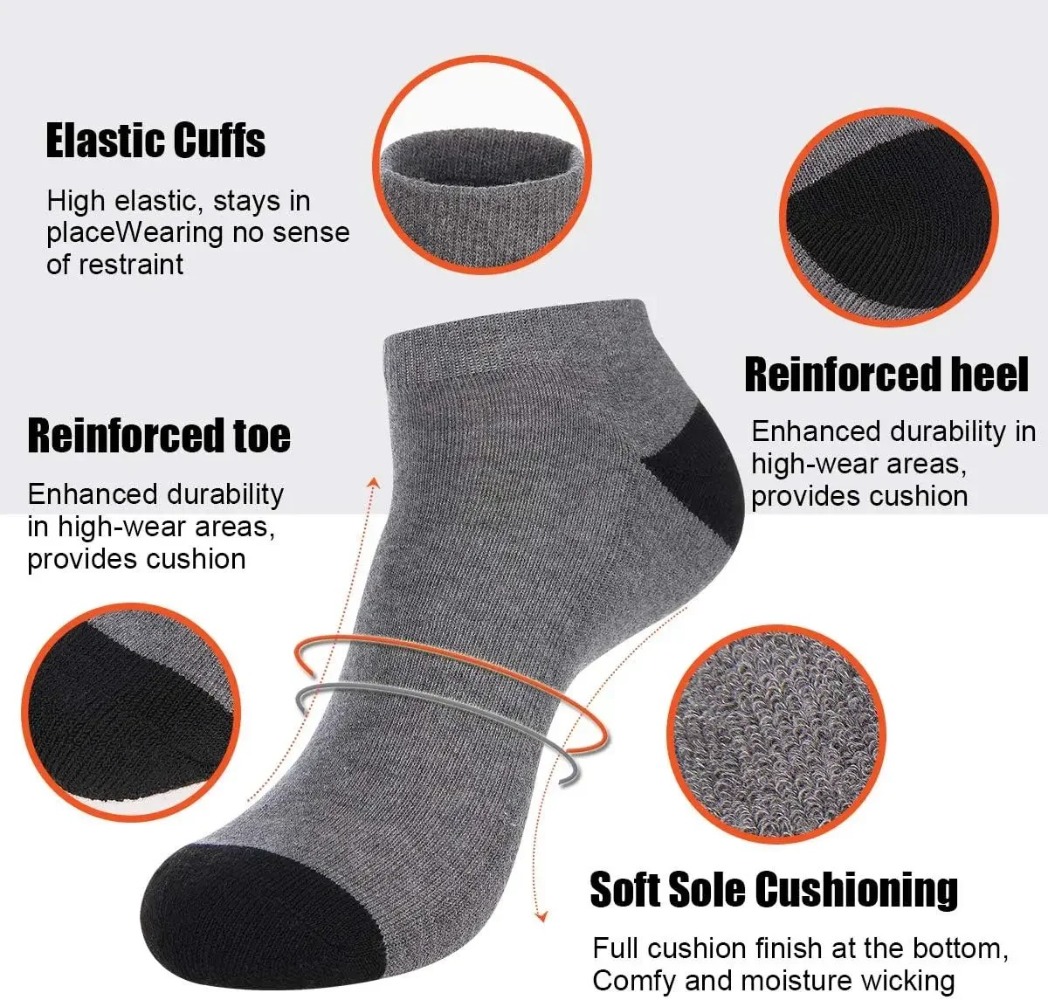 1-10Pairs Breathable Mens Summ - Ankle Sock Low Cut 评论和价格